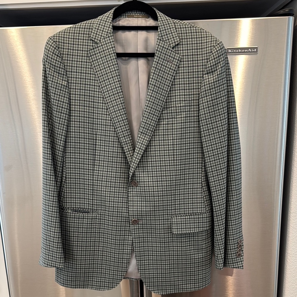 ERMENEGILDO ZEGNA Size 52 Regular
Green and Black Checkered Wool Sport Coat